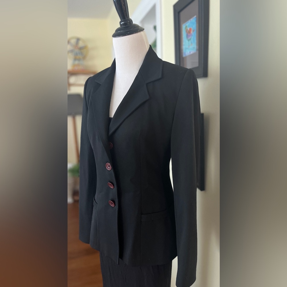 Vintage Retro Vertigo Black Blazer Jacket Fitted Elegant SZ S - Picture 4 of 6